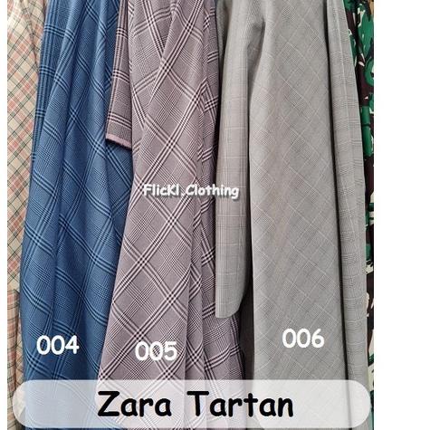 Bahan Kain Tartan Zara Cotton Katun Kotak Kotak Motif Corak Salur Celana