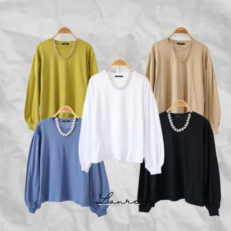 kimi blouse lengan balon - blouse murah - puffy blouse -blouse Katun Oversized-Atasan Wanita Lengan Panjang