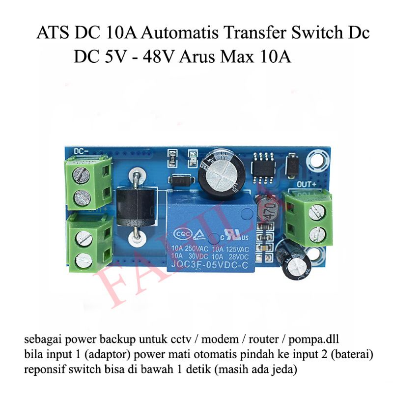 Jual ATS DC 10A Auto transfer Switch DC 5V - 48V ATS Modem Router ...