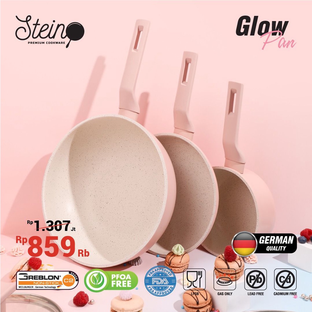 STEINCOOKWARE STEIN GLOW PAN SERIES WOK FRYPAN SAUCE PAN PANCI GRANITE SET ISI 3  STEIN COOKWARE