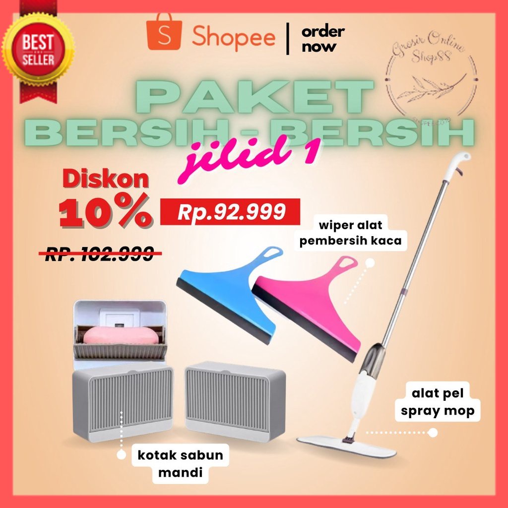 GOS- PAKET BERSIH BERSIH JILID 1 ( SPRAYMOP, WIPER, KOTAK SABUN)