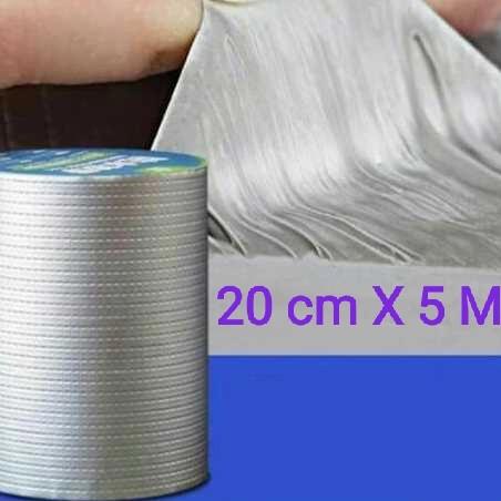 

Lakban Anti Bocor Alumunium foil Tape Perekat Super kuat 20 cm 5 M