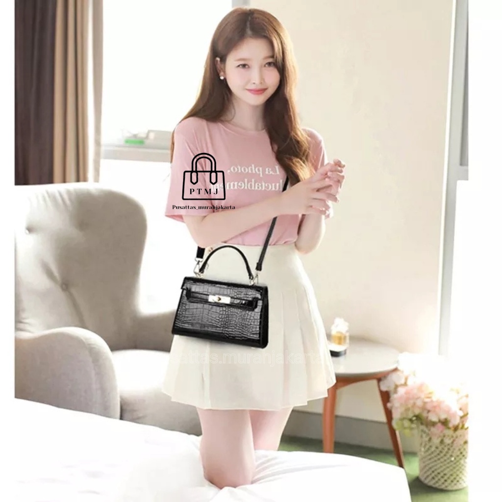 Karina bag sling bag premium bahan croco terbaru tas wanita selempang bahu ptmj