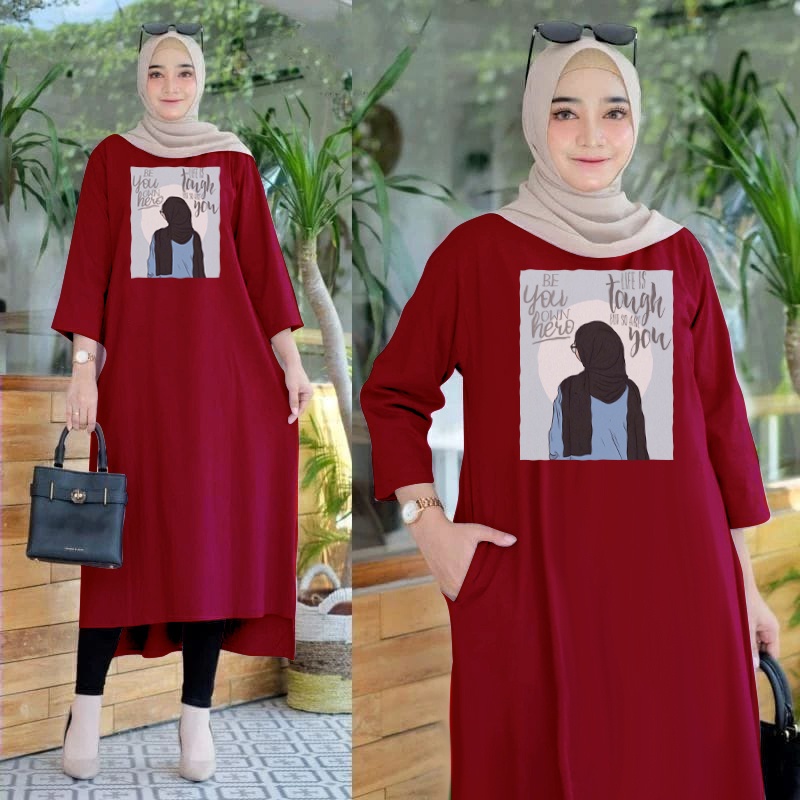 FF LONG TUNIK HIJAB COLABORATION TUNIK WANITA TERBARU 8