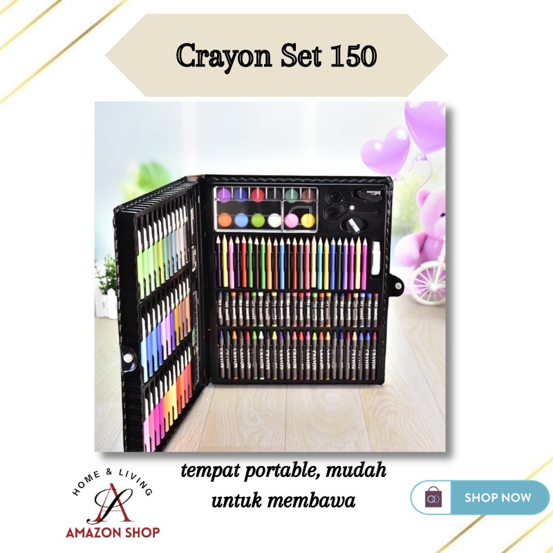 

Crayon Set 150 Pcs Alat Pensil Warna / Alat Menggambar Melukis Anak