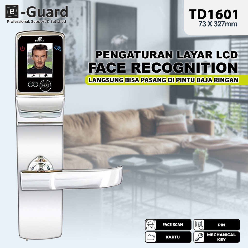 e-Guard Face Recognition Smart Kunci Pintu Digital Door Lock TD01