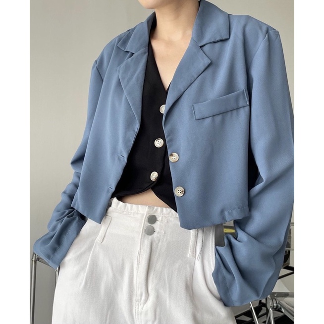 JADE CROP BLAZER—KOREAN BLAZER—BLAZER WANITA FORMAL—CROP TOP—CROP BLAZER