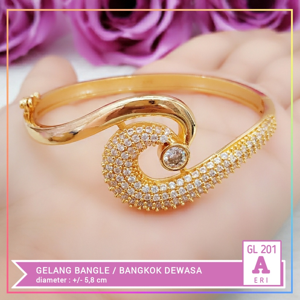 Gelang xuping gelang bangkok dewasa permata zirkon perhiasan lapis emas gold GL 201.2