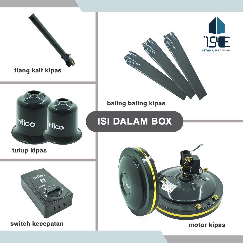 JAMIN ORI! KIPAS ANGIN GANTUNG 56&quot; 3 DAUN TORNADO FULL BESI 2 BEARING MOTOR TEMBAGA ASLI FRE BUBBLE+