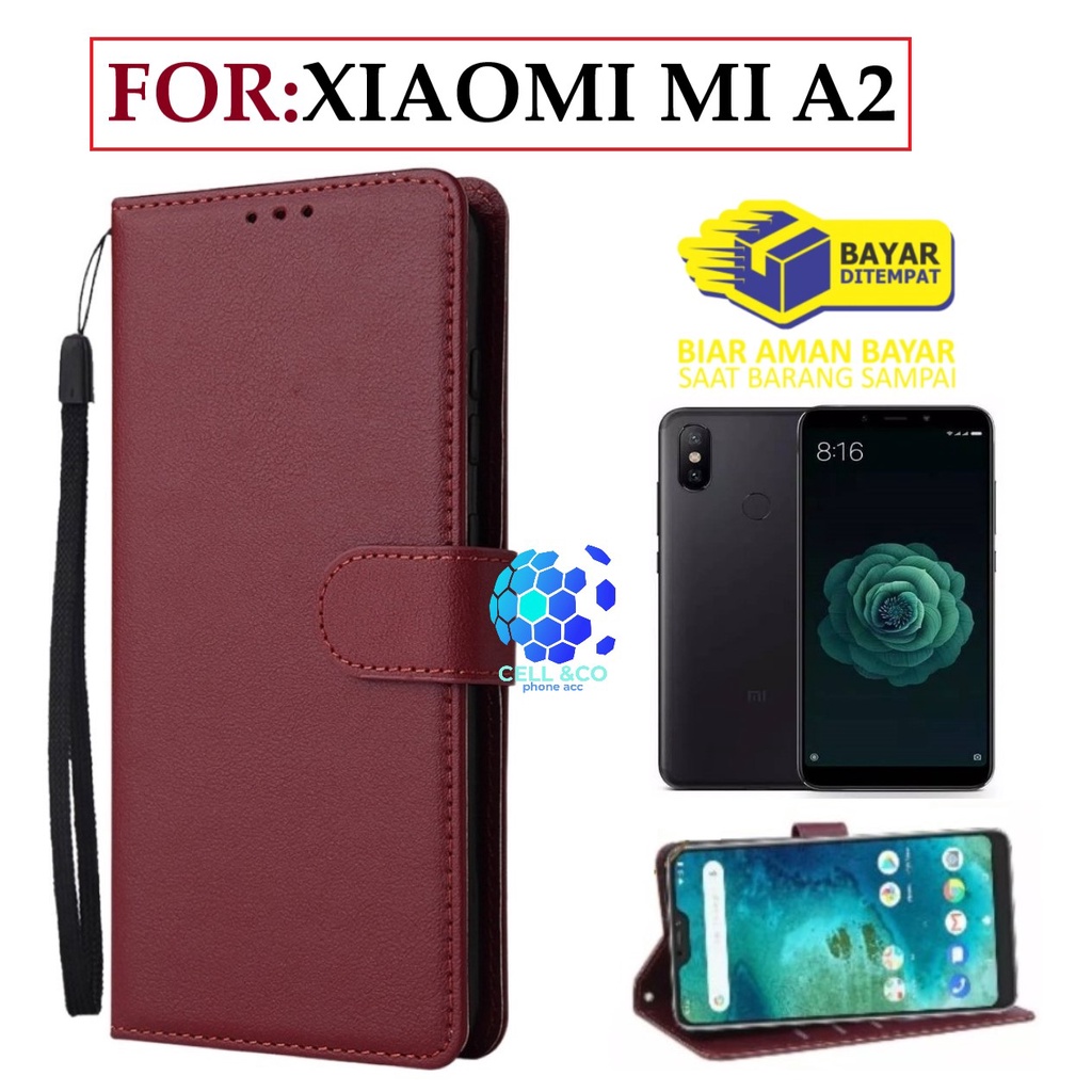 FLIP COVER XIAOMI MI A2 LEATHER WALLET PREMIUM FLIP CASE BUKA TUTUP KESING HP CASING FLIP CASE WALLET XIAOMI MI A2