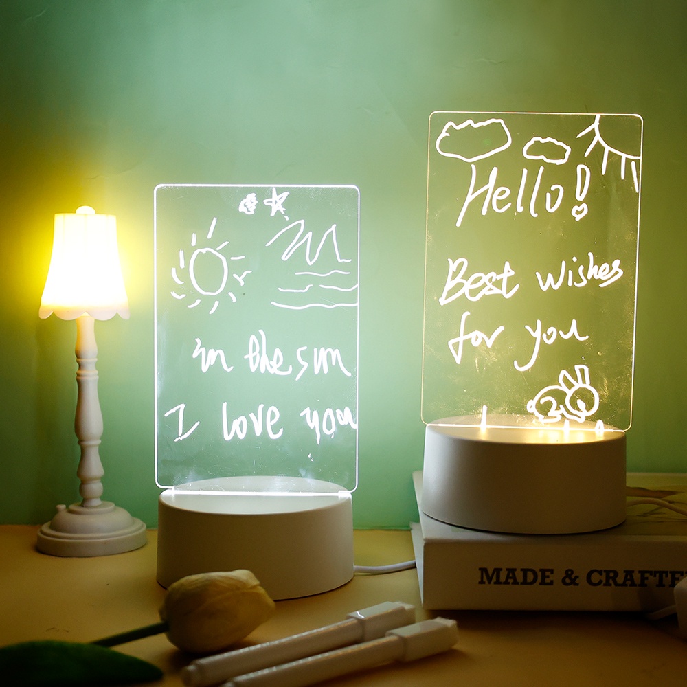 Papan Tulis Led Tenaga USB Bahan Akrilik 3 Warna Untuk Hadiah Natal