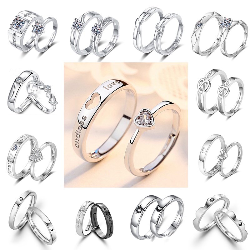 Cincin Model Terbuka Bahan Sterling silver 925 Desain Persegi / Matahari / Bulan / zircon Gaya Korea Untuk Pria / Wanita