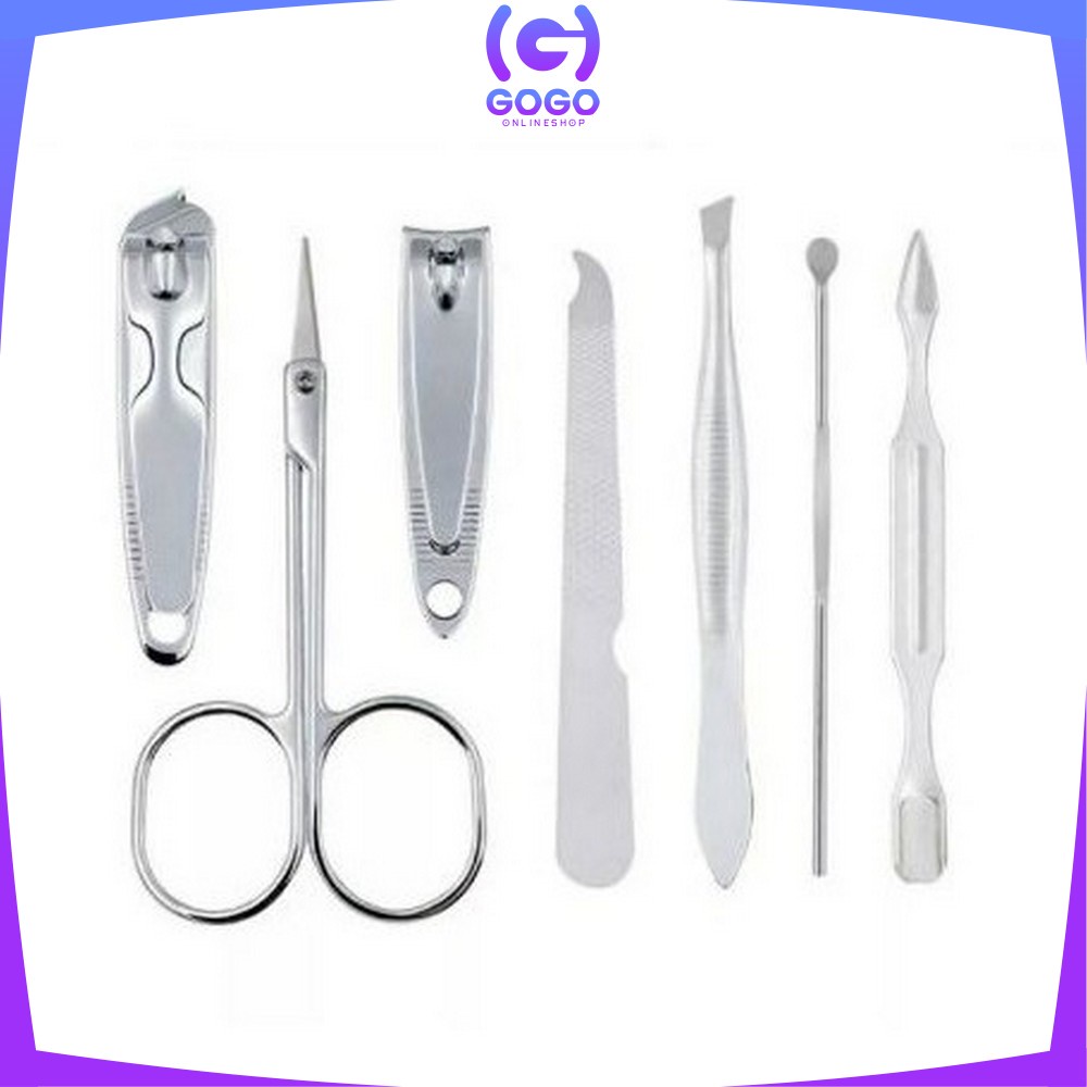 GOGO-K63 Manicure Pedicure Set 7 in 1 Mini Stainless Stell Gunting Kuku Portable Tools Set Perawatan Kuku Nail Art Menicure Pedicure Set Dengan Dompet