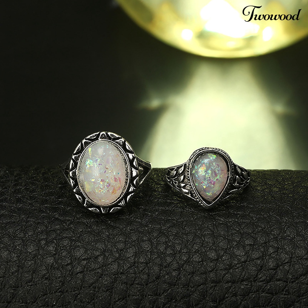 8pcs / Set Cincin Jari Electroplating Desain Antik Vintage Aksen Mutiara Palsu Untuk Kencan