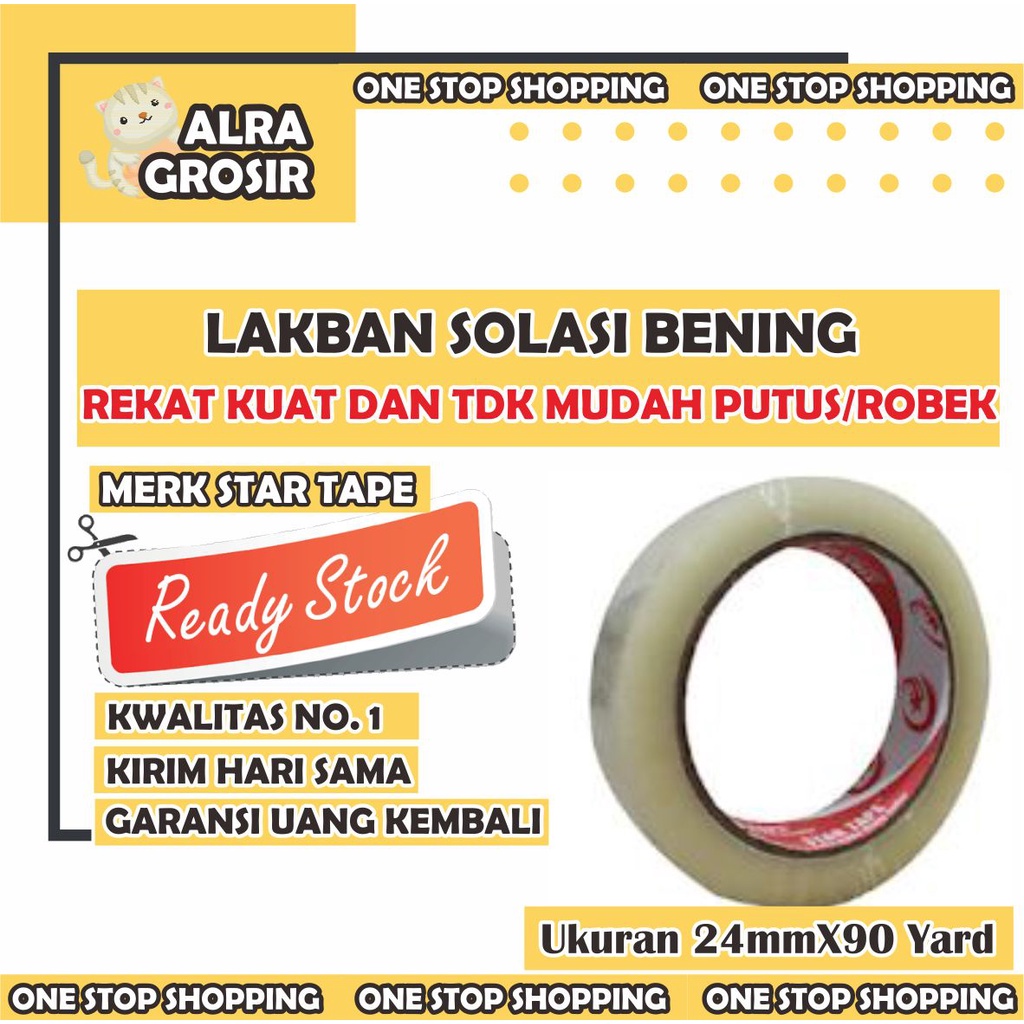 

LAKBAN BENING 1 INCH 24 MM 90 YARD SOLASI BENING DAYA REKAT KUAT TIDAK MUDAH PUTUS