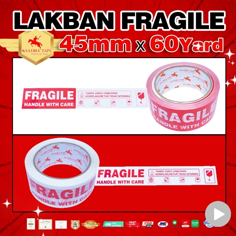 

[TERMURAH] Lakban OPP Tape / Lakban Fragile Dunia Packing 45 mm X 60 yard -COD