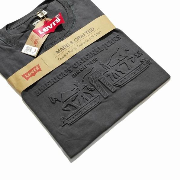 baju kaos Levis Original pria Import kaos Levis pria Brand - Abu-abu, M