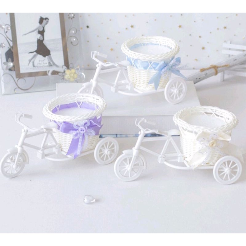 VAS SEPEDA ROTAN ARTIFICIAL VAS SEPEDA LUCU VAS SHABBY CHIC VAS SEPEDA MINI MINIATUR SEPEDA VAS BUNG