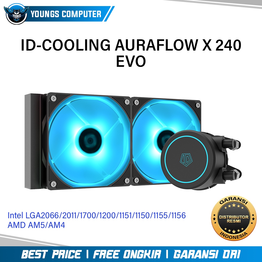 ID-COOLING AURAFLOW X 240 EVO | RGB Sync AIO CPU Cooler Intel &amp; AMD