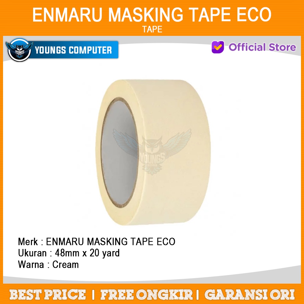 Selotip Isolasi Kertas ENMARU MASKING TAPE ECO 48mm x 20 yard Cream