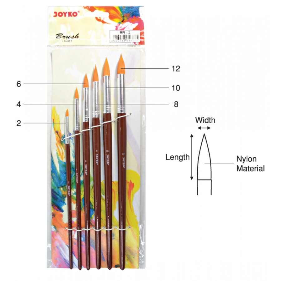 Brush / Kuas Set BR-3 /Cat Air / Cat Minyak / Lukis / Acrylic Joyko BR-3