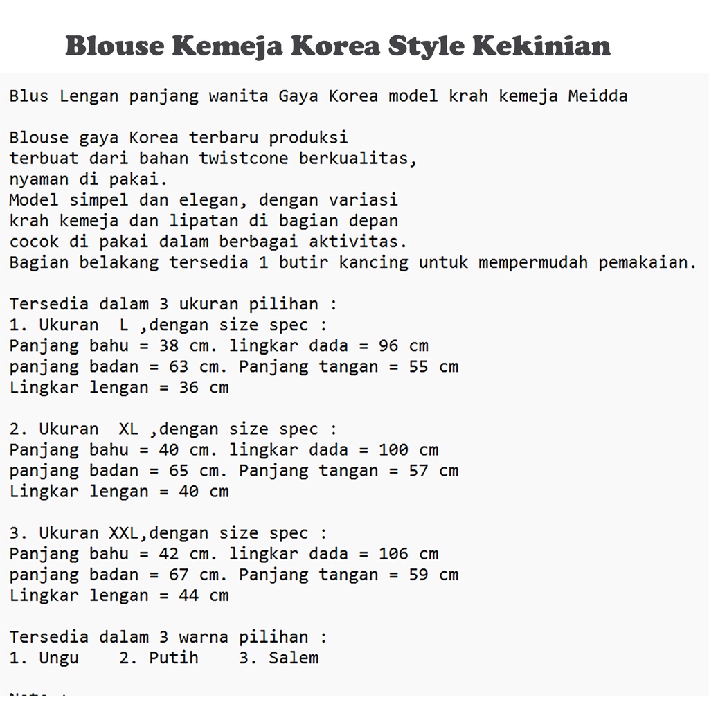 Kemeja Wanita Oversize Korea Style Panjang Maidda - JCCollections
