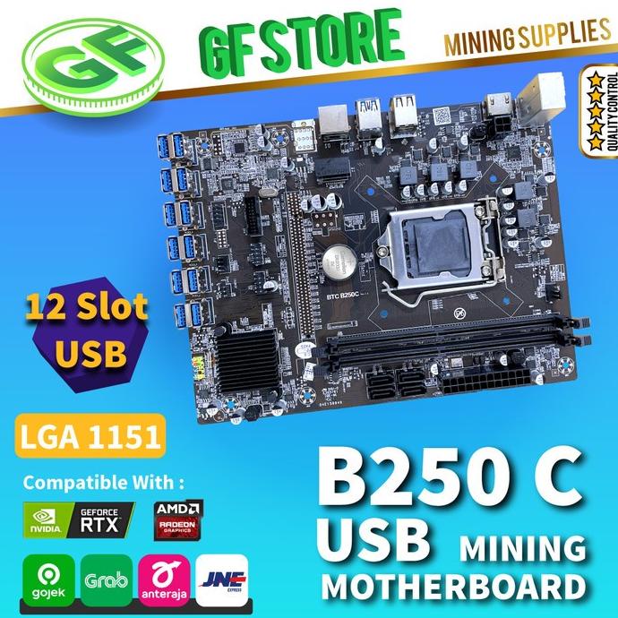 Mining Motherboard B250 Usb - Lga 1151 - 12 Gpu Vga Usb Mining