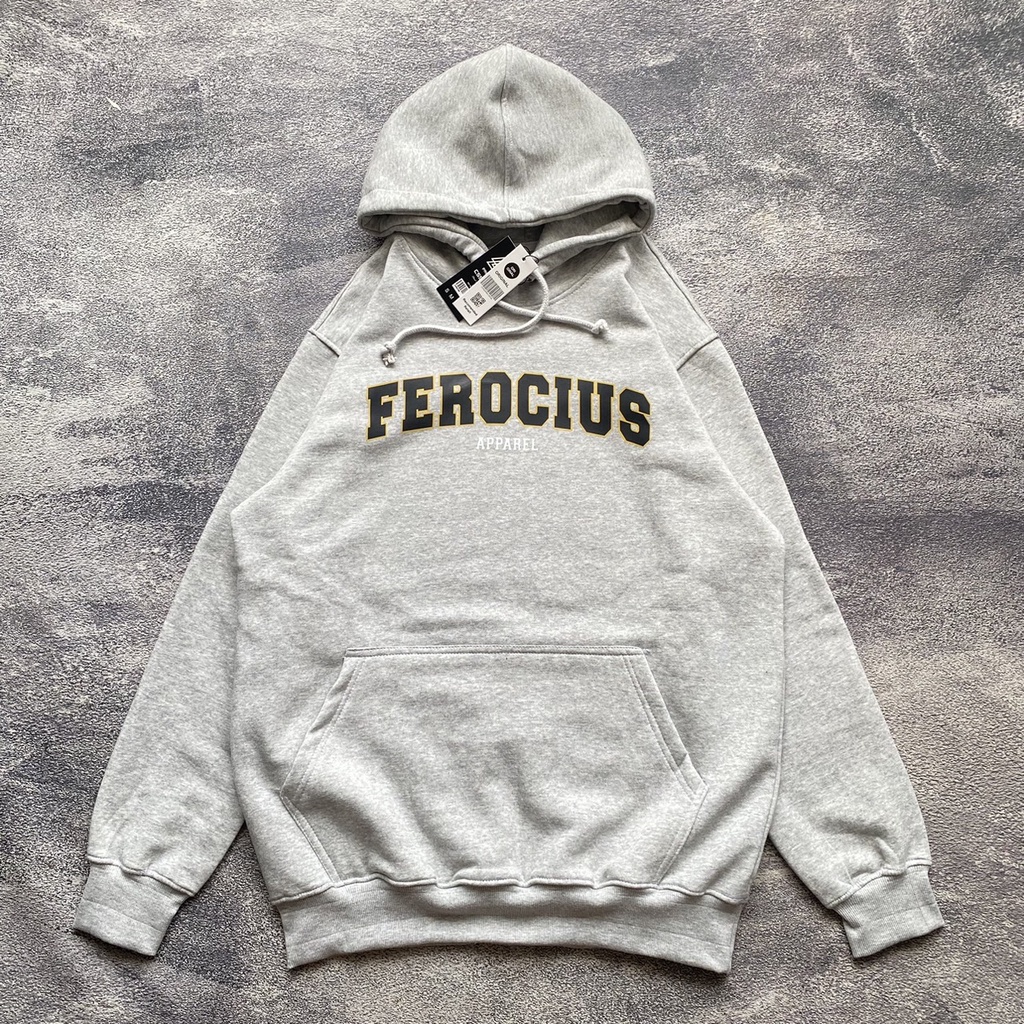 Jaket Sweater Hoodie FEROCIOUS - Grey Misty [FREE STICKER]