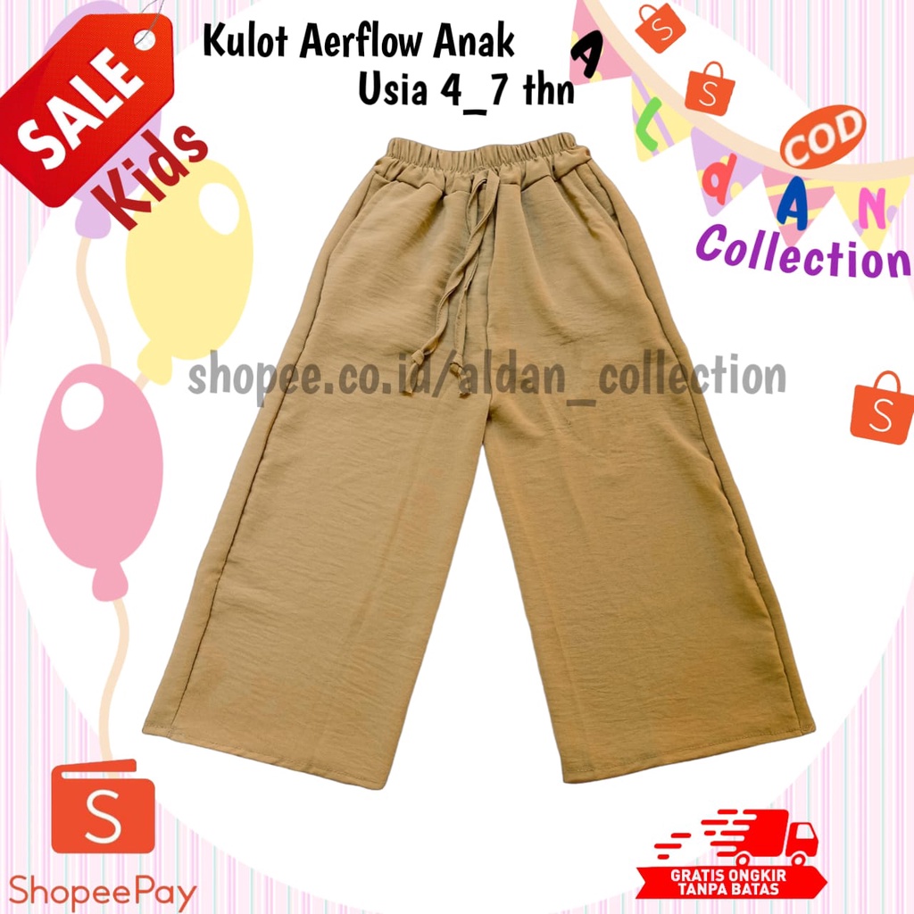 Celana Kulot Crinkle Aerflow Anak Perempuan Usia 4_9 Tahun / Kulot Crinkle Anak / Celana Kulot Anak Perempuan / Celana Panjang Anak Pertempuan
