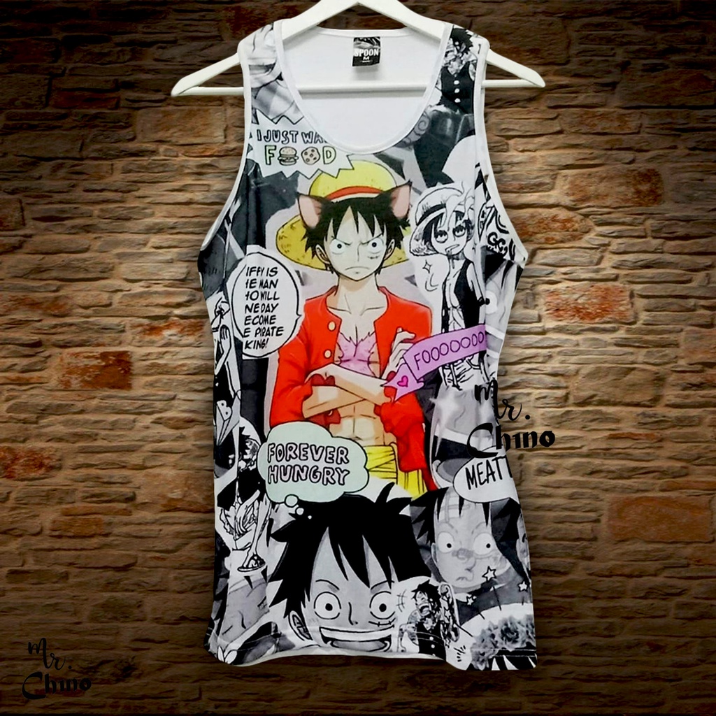 Kaos Singlet Pria Motif Anime Luffy Character | Baju Singlet Cowok Dewasa Kekinian | Tank Top Distro