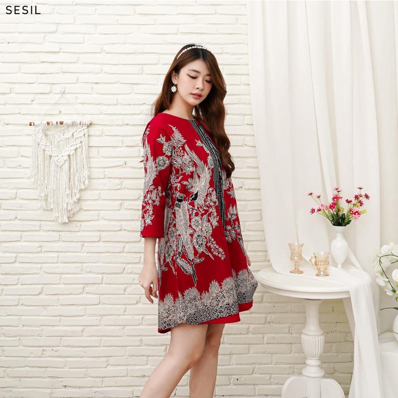 Evercloth Sesil Dress Wanita Batik Couple Modern Dress Batik Modern