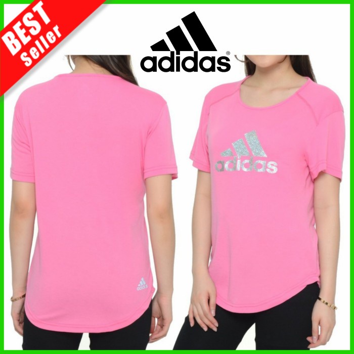 Baju Gym ADIDAS Senam Kaos OlahRaga Fitness Wanita Training Yoga Lari BARU Ungu Muda M Bisa COD Aero