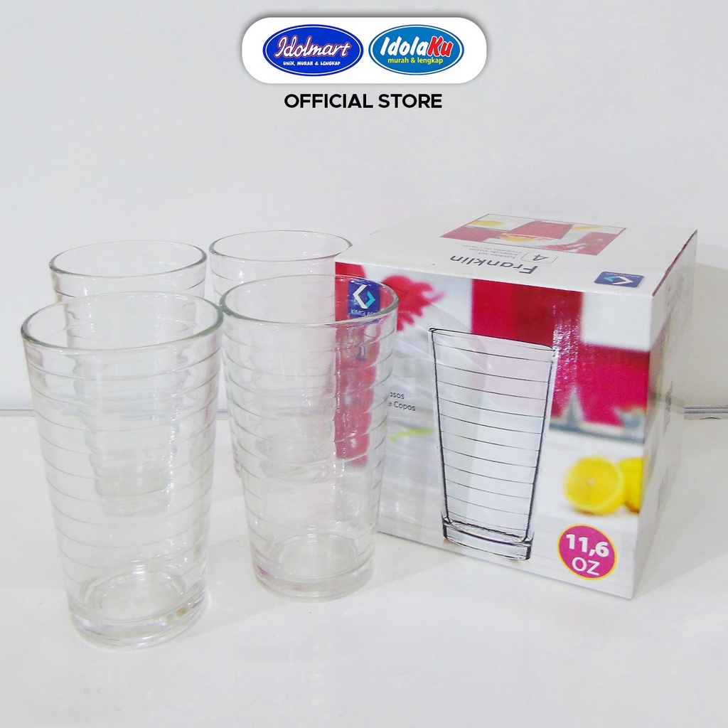 IDOLAKU Kimglass Glass Cup Franklin Isi 4 pcs Gelas Kaca Franklin gelas kado
