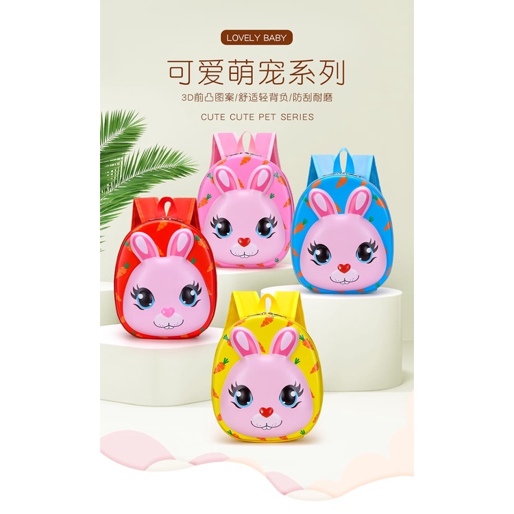 [JUALSEMUA18]Tas Selempang Anak Motif Kelinci Pink Lucu / Cute Kids Pink Bunny Back Pac / Ransel Bunny