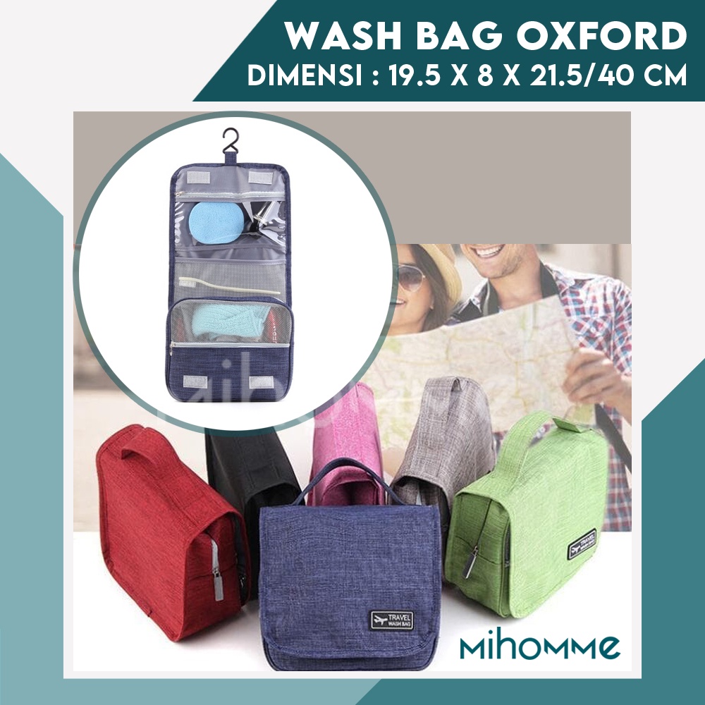 Travel Pouch Wash Bag Tas Kosmetik Toiletries Organizer Gantung Oxford