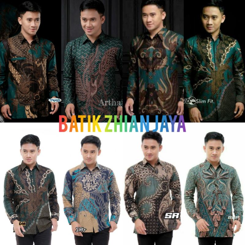 Atasan Kemeja Batik Pria Slim Fit Warna Hijau Ijo Toska Green Lengan Panjang Seragam Batik Pria Dewasa Hem Batik Pria Baju Batik Pria Modern Premium