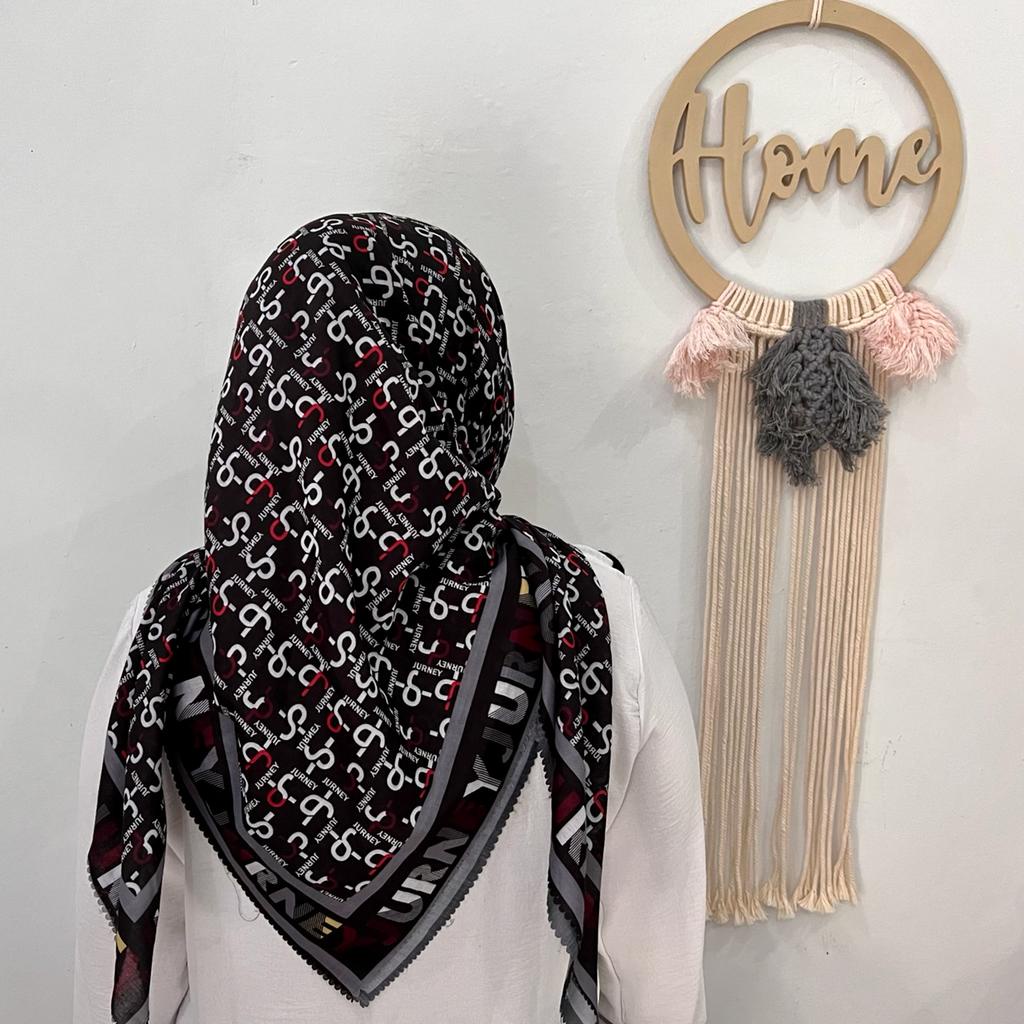 HIJAB JILBAB KERUDUNG SEGIEMPAT  VOAL MOTIF JURNEY