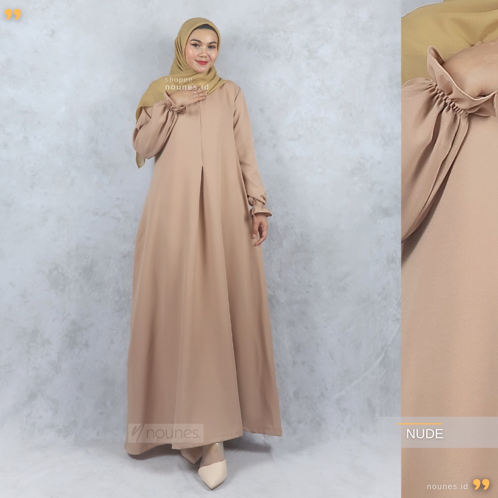 Nounes Jenny Dress Gamis Wanita Polos Matt Lady Zara  Size M L XL Jumbo XXL LD 98 104 110 120