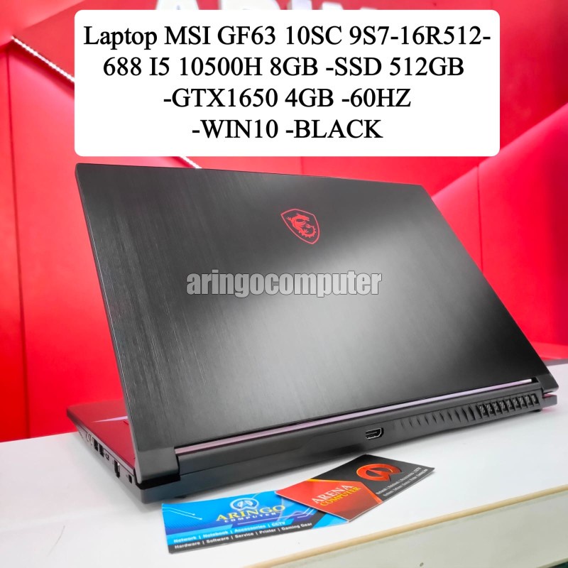 Jual Laptop MSI GF63 10SC 9S7 16R512 688 I5 10500H 8GB SSD 512GB 