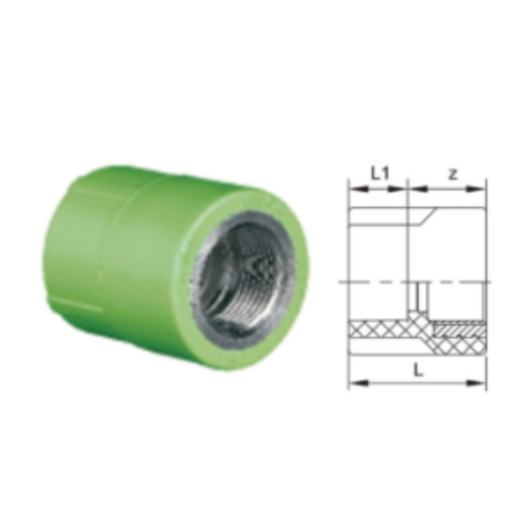 Lesso Female Thread Adapter I dn20X1/2&quot; / Soc x Fipt With Metal Insert / PPR