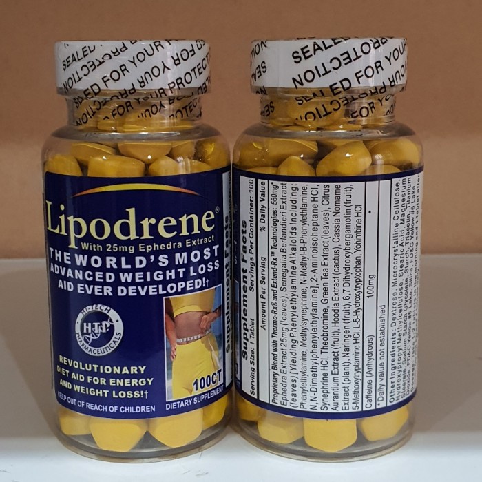 Jual Lipodrene Yellow Tech Pharma 100 CT Fat Burner Suplemen Fitnes USA