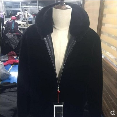 Pria Marten Mantel Mantel Bulu Mink Bulu Bulu Berkerudung Faux Mink Imitasi Bulu Mantel Pria Selebri