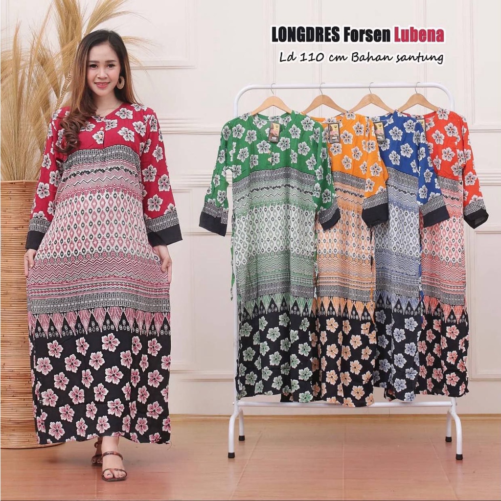 Daster Longdress Wanita Semata Kaki Busui Bahan Rayon Lengan Panjang Kekinian