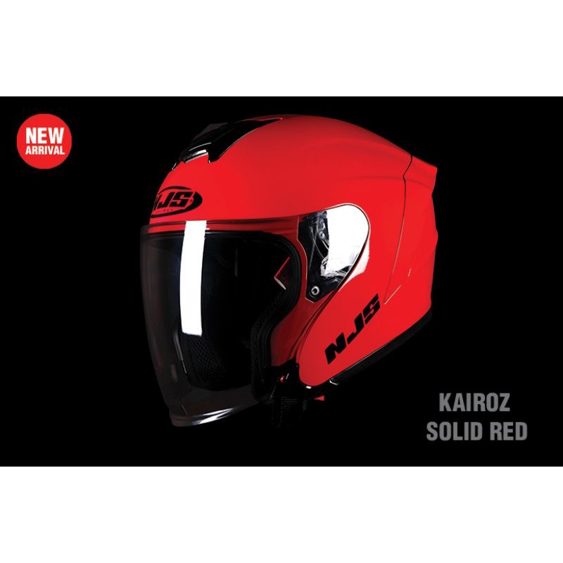 NJS kairoz Red Glossy Solid | Helm Half Face Merah Glossy Original SNI