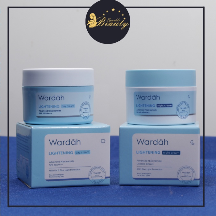 Paket Wardah Lightening Krim Siang 30gr & Krim Malam 30gr/isi dua day dan night cream/paket day nigh