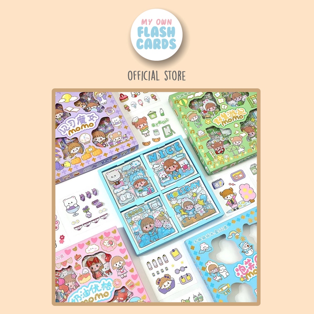 

100pcs Korean Aesthetics Cute PET Waterproof Momo Sticker - Stiker Viral Korea Scrapbook Dekorasi