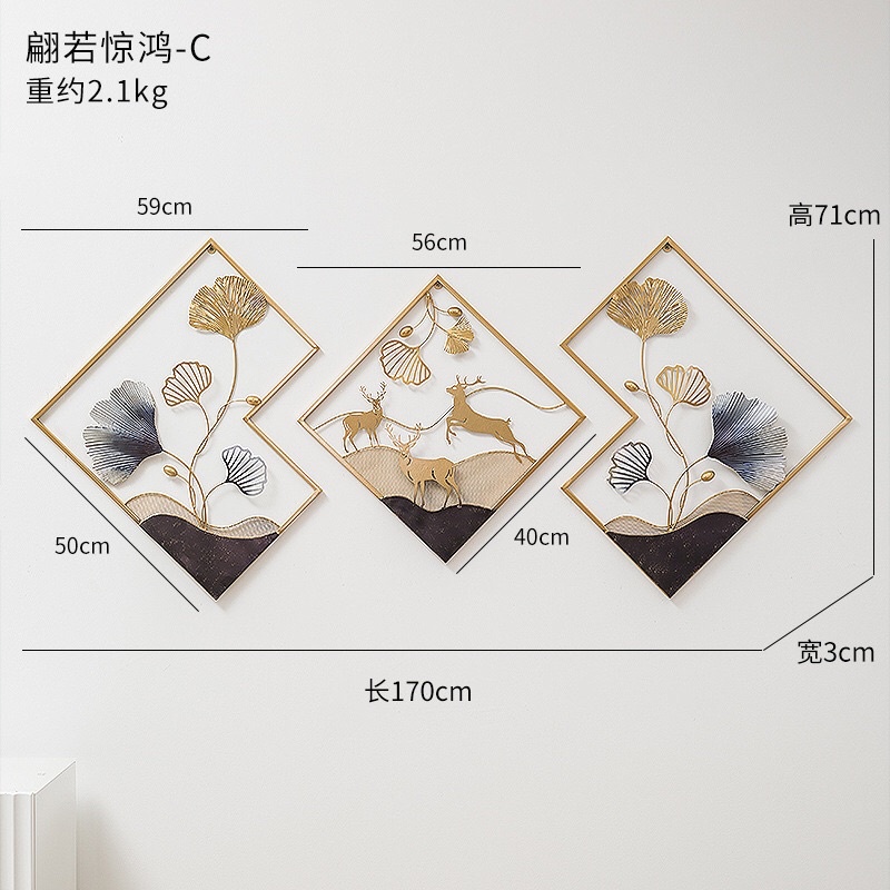 Wall Decor Set 3 PCS Hiasan Pajang Dinding Metal Rusa Besi Dekorasi Ruangan Pajangan Nordic Panjangan Mewah