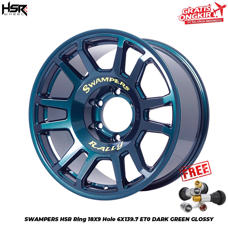 Velg HSR SWAMPERS Ring 18 Lobang 6 Lebar 9 Velg Mobil Pajero Fortuner Ranger Hilux DC