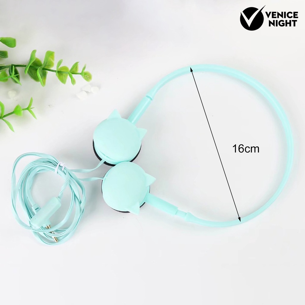 (VNEP) (Berkabel) Headset dengan Mic Kartun Desain Headphone Musik Stereo untuk Ponsel Pintar