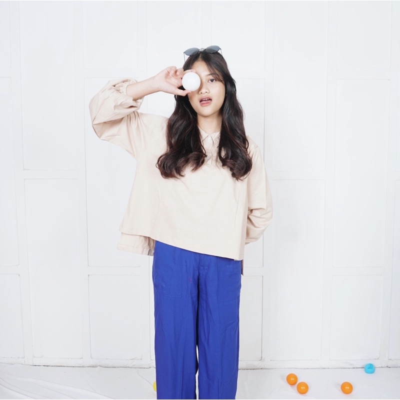 Harumi Puffy Shirt by idellstore | Kaos korean premium lucu berkerah adem